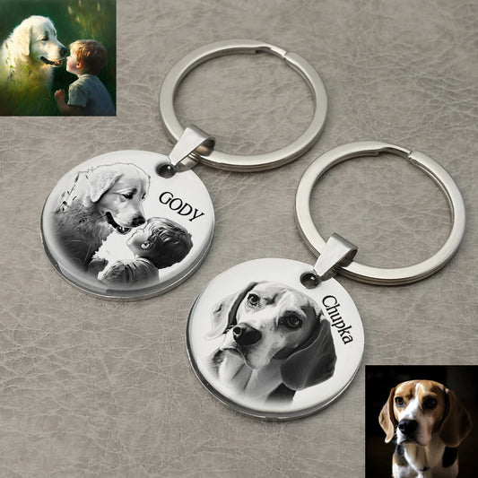 Custom Keychain with Photo,Cat Picture Keychain,Personalized Dog Memorial Gifts,Keychain Your Name, Father Boyfriend Gift