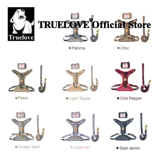 Truelove Pet Harness Leash Set Harris Tweed Fabric No Pull Dog Vest Harness for Walking Training Adjustable Easy Control TLH2912