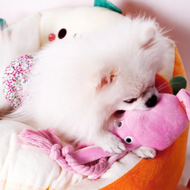 Pet Plush Toy for Small Large Dogs Cats Molar Training Squeaky Toys Octopus Shape Interactive Cotton Rope Toy Dog Accessories