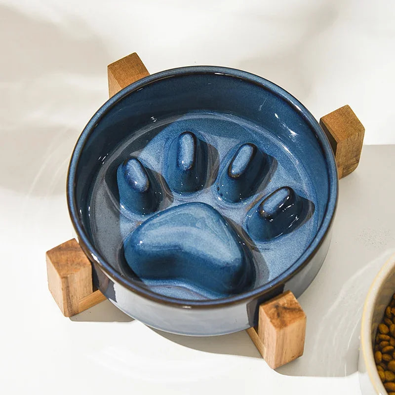 Paws Ceramic Slow Feeder Bowl
