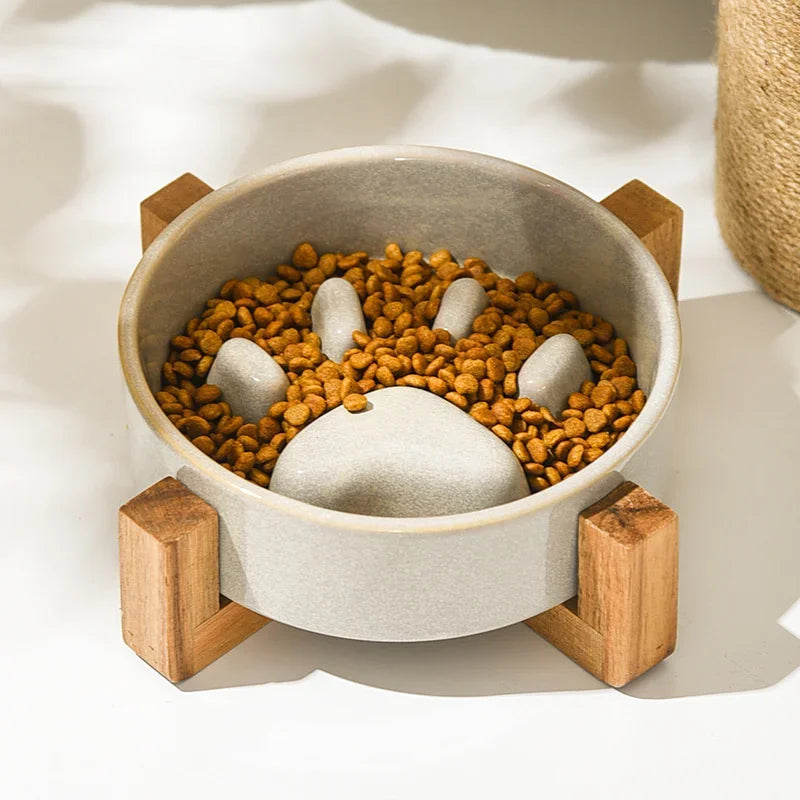 Paws Ceramic Slow Feeder Bowl