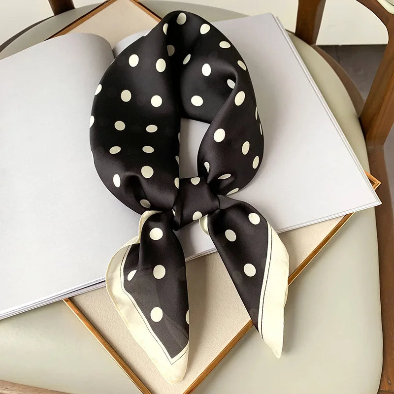 Luxury Hijab Silk Shawl and Wrap Cute Cat Print Scarf for Women Neckerchief Hair Band Wrist Headband Bandana 2023 Echarpe