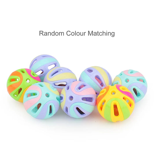 6pcs Random Bell Plastic Ball Cat Toy Colorful Splicing 4.8cm Pet Toy Accessory