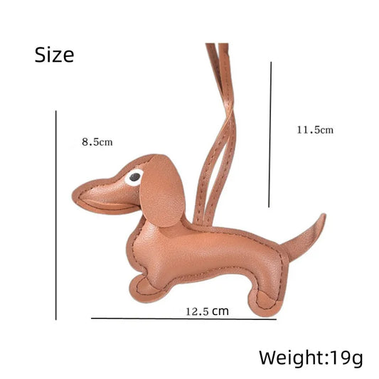 Fashion Car Dachshund Dog Keychain PU Leather Dog Keychains For Women Bag Pendant Jewelry Trinket Key Ring Key Holder Gift