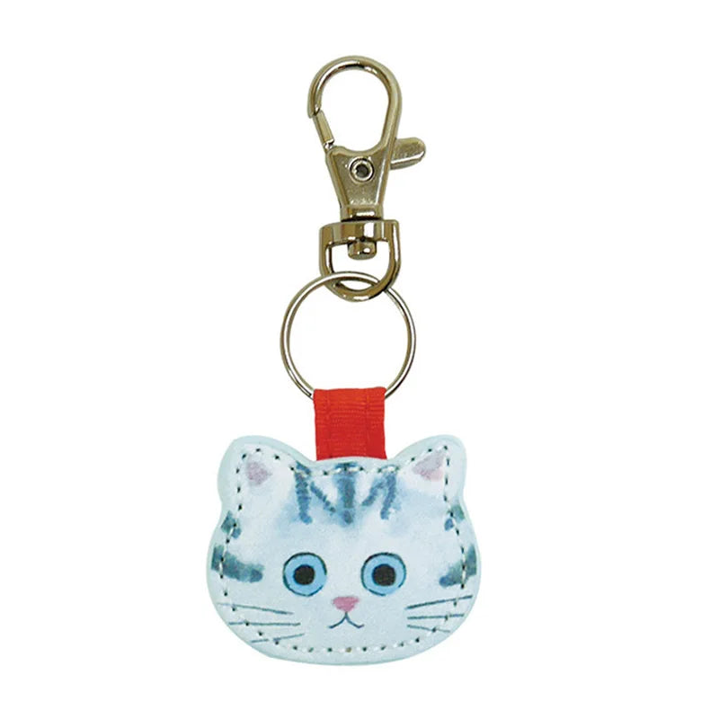 Japanese Cartoon Kitten Keyring Backpack Zipper Pendant Cute Pu Leather Cat Key Chain Mini Calico Cat Lobster Clasps Key Holder