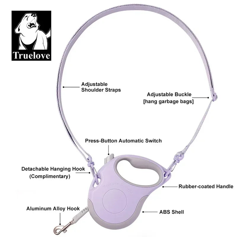 Truelove Tangle Free Retractable Dog Leash 16 Ft Strong Nylon Tape One-Handed Brake Pause Lock Dog Cat Owners Reliable TLL5001