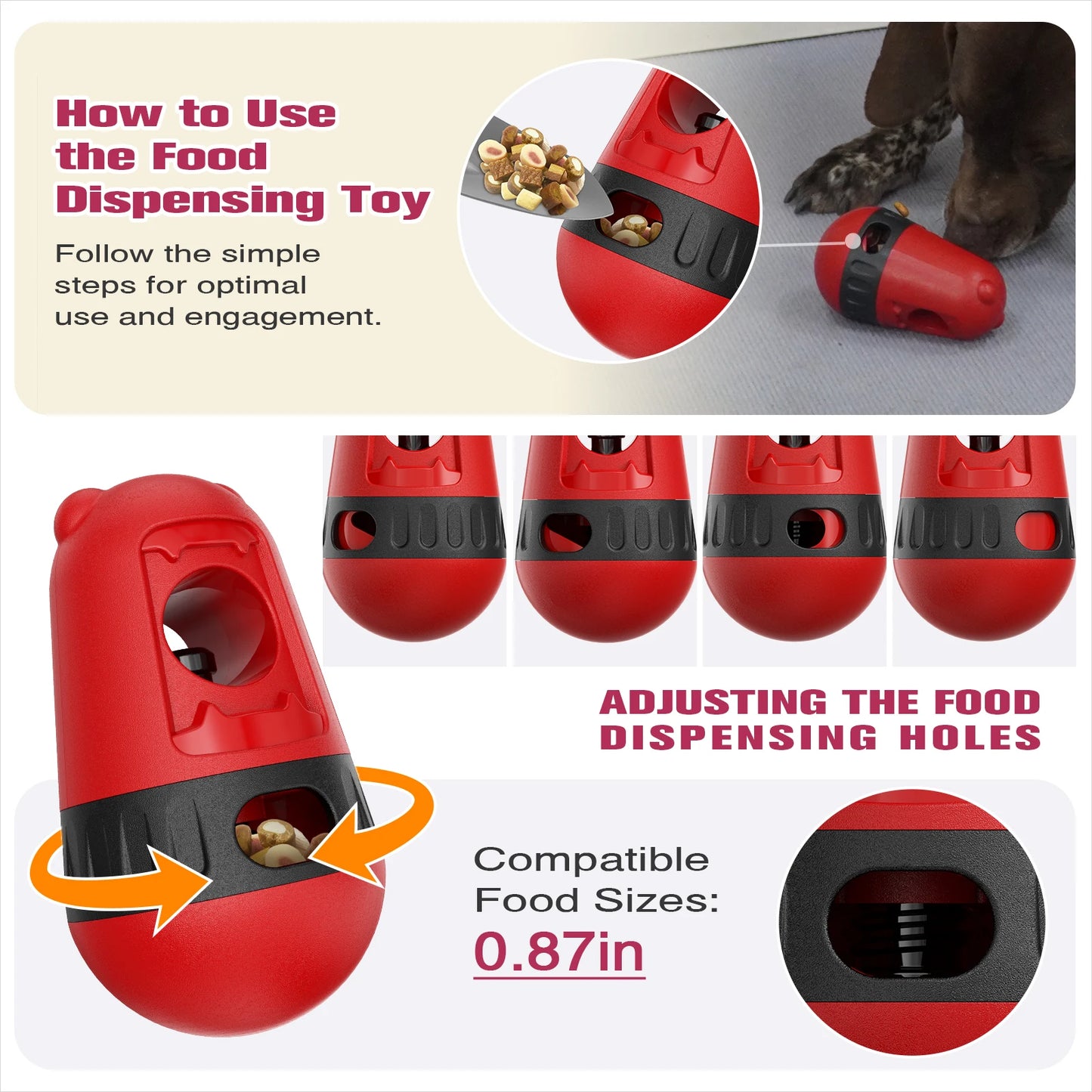 Dog Interactive Toys Indestructible Puppy Toy Adjustable Food Dispensing Treat Dispenser Dogs Puzzles Feeder Perfect Alternative