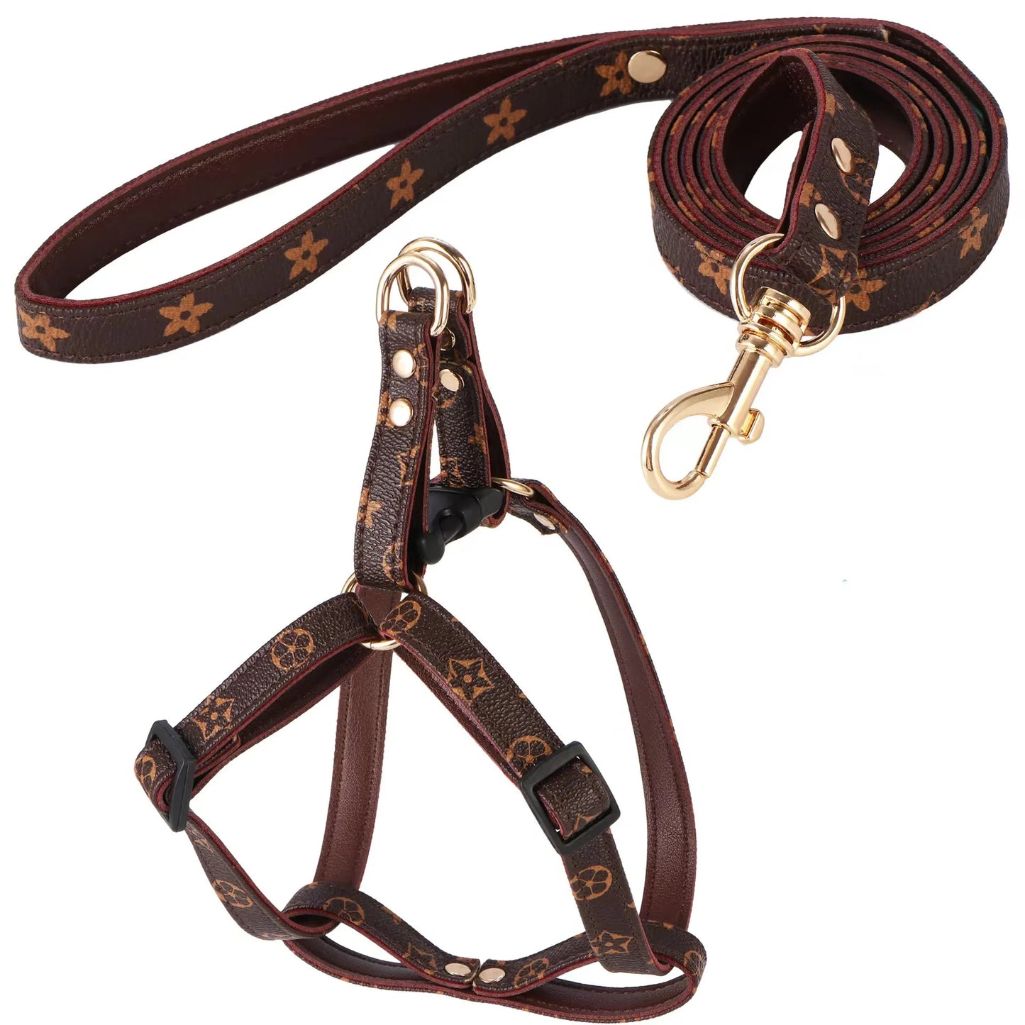 Trendy Brand New Product, Aged Leather Pet Supplies, Adjustable Cute Pet Chest And Back, Dog And Cat Leash Set