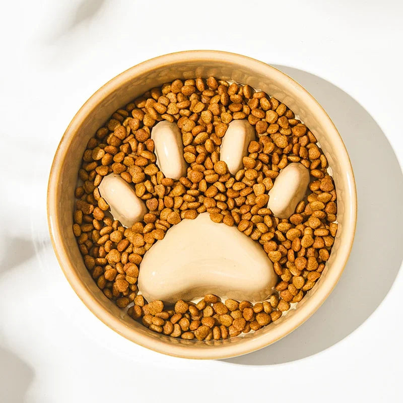 Paws Ceramic Slow Feeder Bowl