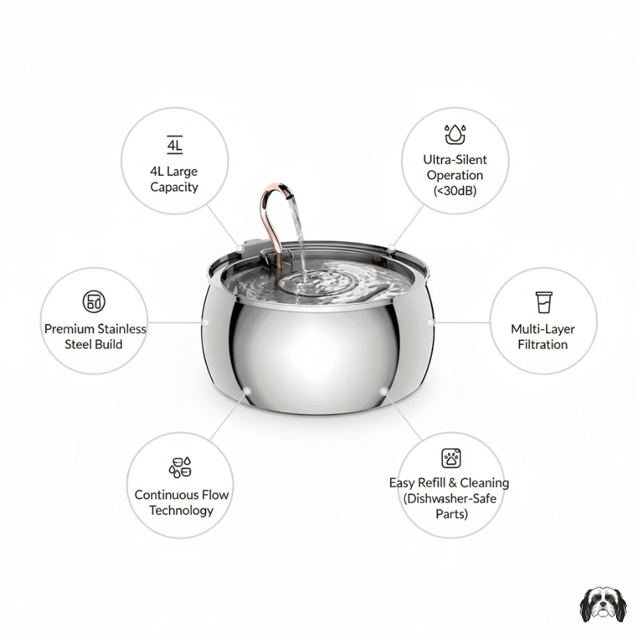 PureFlow 4L Stainless Steel Pet Fountain