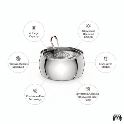 PureFlow 4L Stainless Steel Pet Fountain
