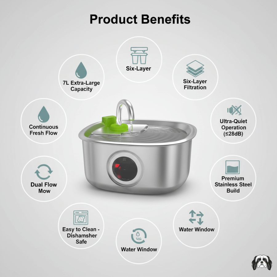 GrandFlow 7L Stainless Steel Pet Fountain