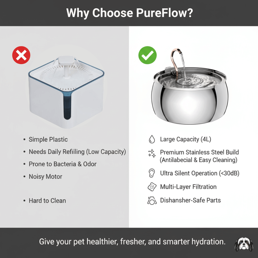 PureFlow 4L Stainless Steel Pet Fountain