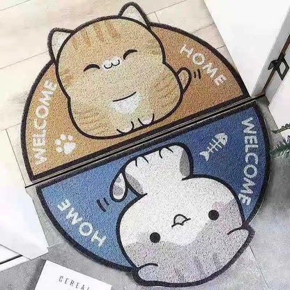 Semicircle Cartoon Animals Doormats Entrance Pvc Carpets For Home Bathroom Non-Slip Rugs Living Room Door Floor Stair Hallway