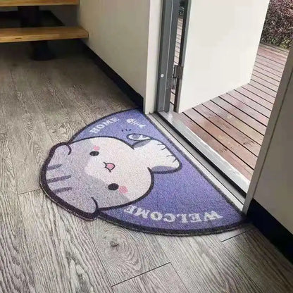Semicircle Cartoon Animals Doormats Entrance Pvc Carpets For Home Bathroom Non-Slip Rugs Living Room Door Floor Stair Hallway