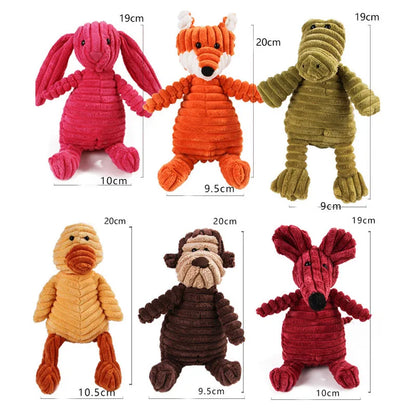 Corduroy Dog Toys for Small Large Dogs Animal Plush Dog Squeaky Toy Puppy Chew Toys Bite Resistant Pet Toy For Dogs Squeaker