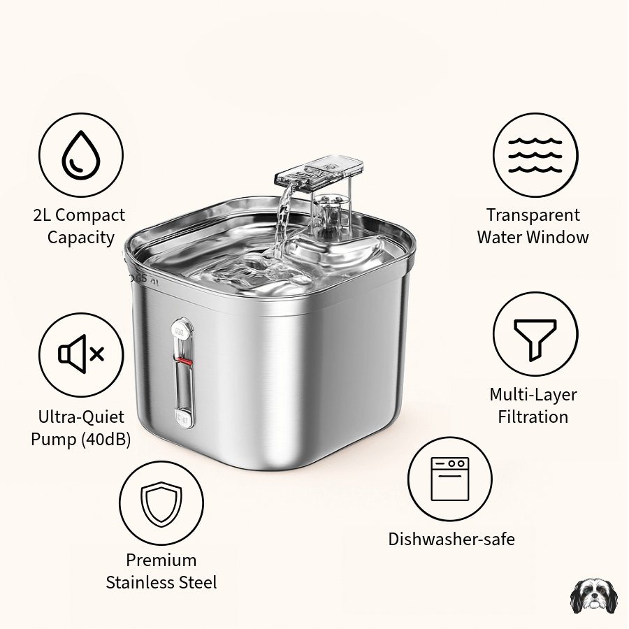 MiniFlow 2L Stainless Steel Fountain