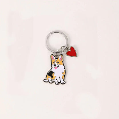 Metal Cute Dachshund Bulldog Dog keychains car key ring pet dogs heart Tag key men gift Metal Pendant best friend gifts