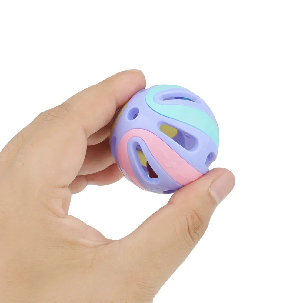 6pcs Random Bell Plastic Ball Cat Toy Colorful Splicing 4.8cm Pet Toy Accessory