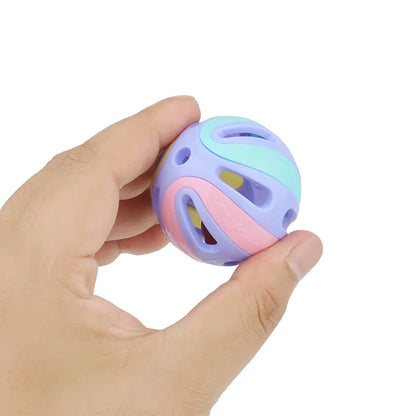 6pcs Random Bell Plastic Ball Cat Toy Colorful Splicing 4.8cm Pet Toy Accessory
