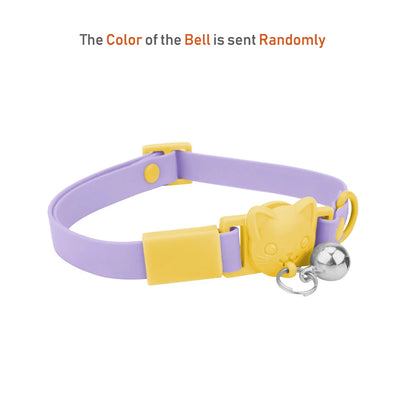 Pet Cat Collar Necklace With Small Bell PVC Waterproof Adjustable Kitten Collar Candy Color