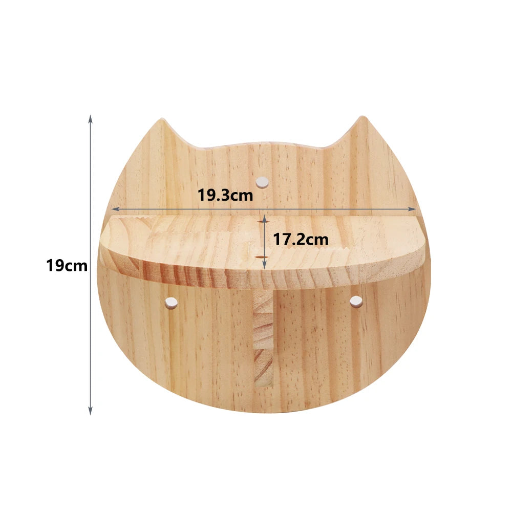 Cat Shelf Wall Hammock Climbing Shelves Moon Shaped And Perches Ladder Solid Wood Steps For Activity Indoor Cats Wall Furniture