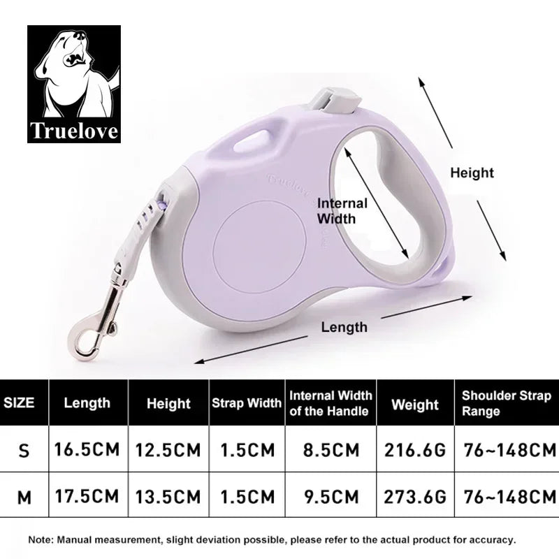 Truelove Tangle Free Retractable Dog Leash 16 Ft Strong Nylon Tape One-Handed Brake Pause Lock Dog Cat Owners Reliable TLL5001