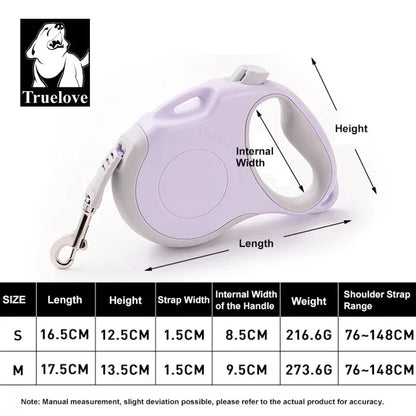 Truelove Tangle Free Retractable Dog Leash 16 Ft Strong Nylon Tape One-Handed Brake Pause Lock Dog Cat Owners Reliable TLL5001