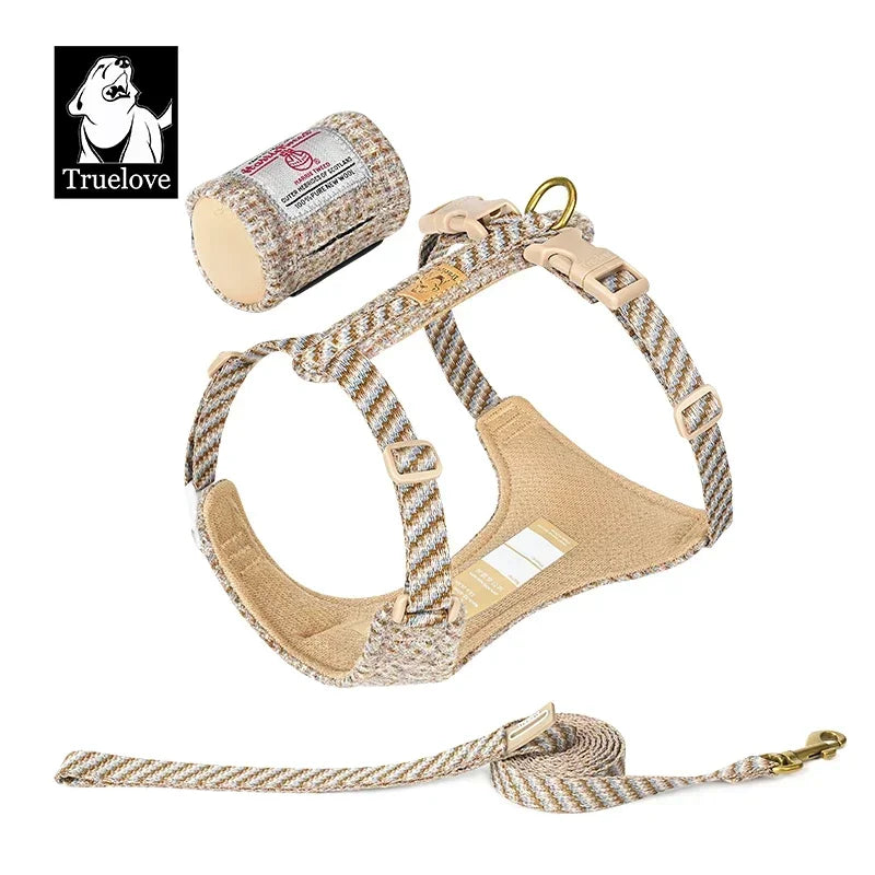 Truelove Pet Harness Leash Set Harris Tweed Fabric No Pull Dog Vest Harness for Walking Training Adjustable Easy Control TLH2912