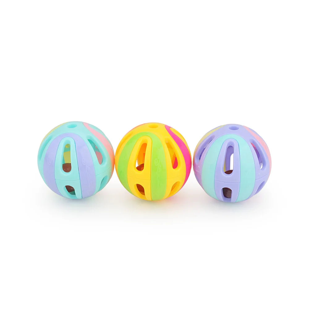 6pcs Random Bell Plastic Ball Cat Toy Colorful Splicing 4.8cm Pet Toy Accessory