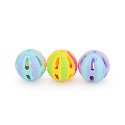 6pcs Random Bell Plastic Ball Cat Toy Colorful Splicing 4.8cm Pet Toy Accessory