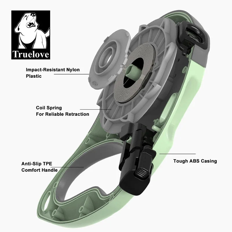 Truelove Tangle Free Retractable Dog Leash 16 Ft Strong Nylon Tape One-Handed Brake Pause Lock Dog Cat Owners Reliable TLL5001