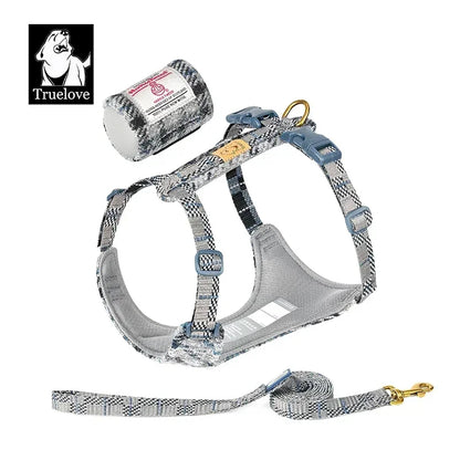 Truelove Pet Harness Leash Set Harris Tweed Fabric No Pull Dog Vest Harness for Walking Training Adjustable Easy Control TLH2912