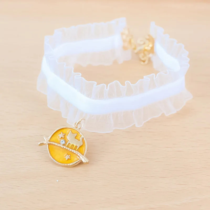 Lace lace photoshoot ins styal Cat Collar Safety moon cat Small Dog Tie Adjustable Neck Strap for Puppy Kittens pet Necklace