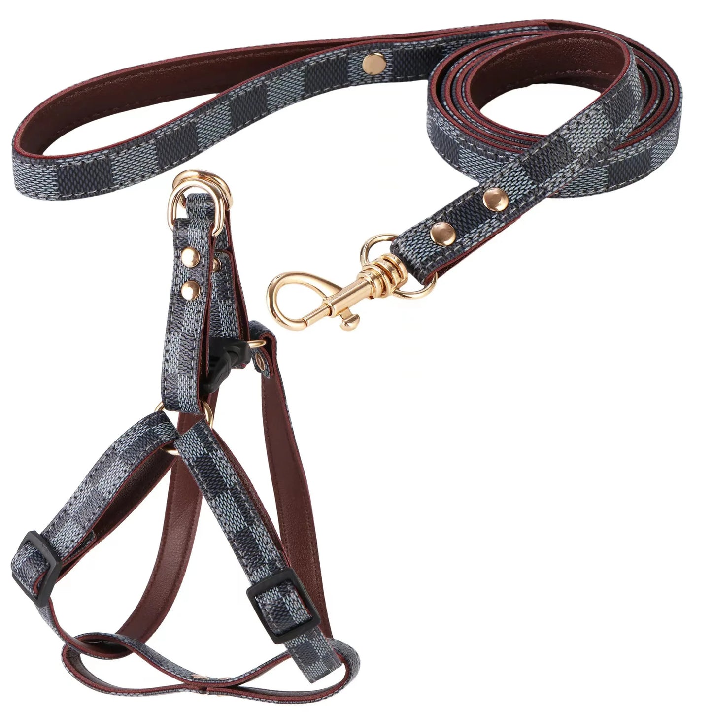 Trendy Brand New Product, Aged Leather Pet Supplies, Adjustable Cute Pet Chest And Back, Dog And Cat Leash Set