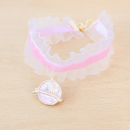Lace lace photoshoot ins styal Cat Collar Safety moon cat Small Dog Tie Adjustable Neck Strap for Puppy Kittens pet Necklace