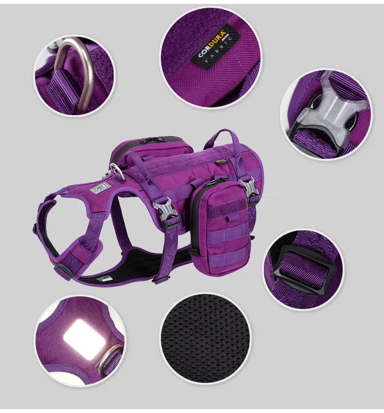 TRUELOVE High Performance Tactical Training Military Backpack Service Dog Harness with Dupont Nylon 66 Waterproof Fabric YH1805