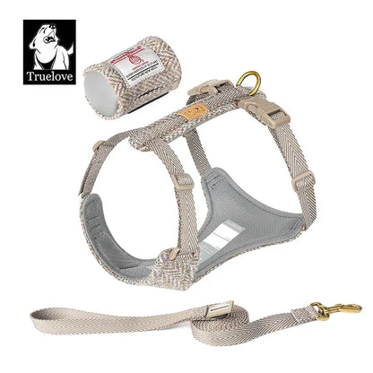 Truelove Pet Harness Leash Set Harris Tweed Fabric No Pull Dog Vest Harness for Walking Training Adjustable Easy Control TLH2912