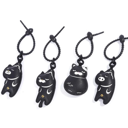 Expression Cat Keychain Cartoon Cat Leather Pendant Car Key Chain Cute Bag Accessories Girl Gift