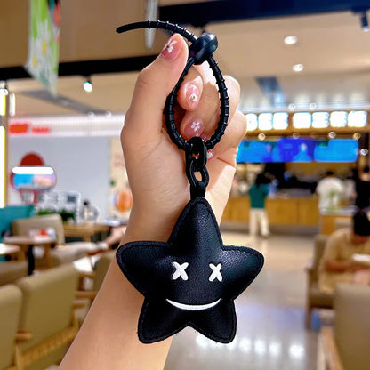 Expression Cat Keychain Cartoon Cat Leather Pendant Car Key Chain Cute Bag Accessories Girl Gift