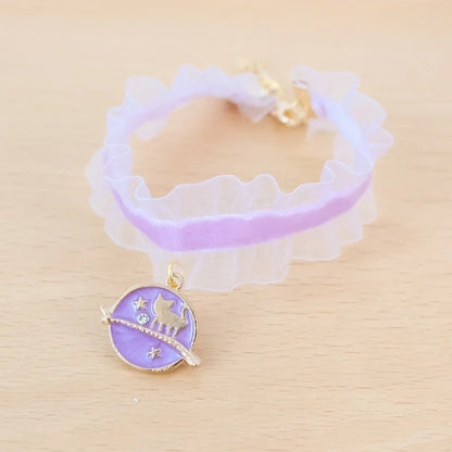 Lace lace photoshoot ins styal Cat Collar Safety moon cat Small Dog Tie Adjustable Neck Strap for Puppy Kittens pet Necklace