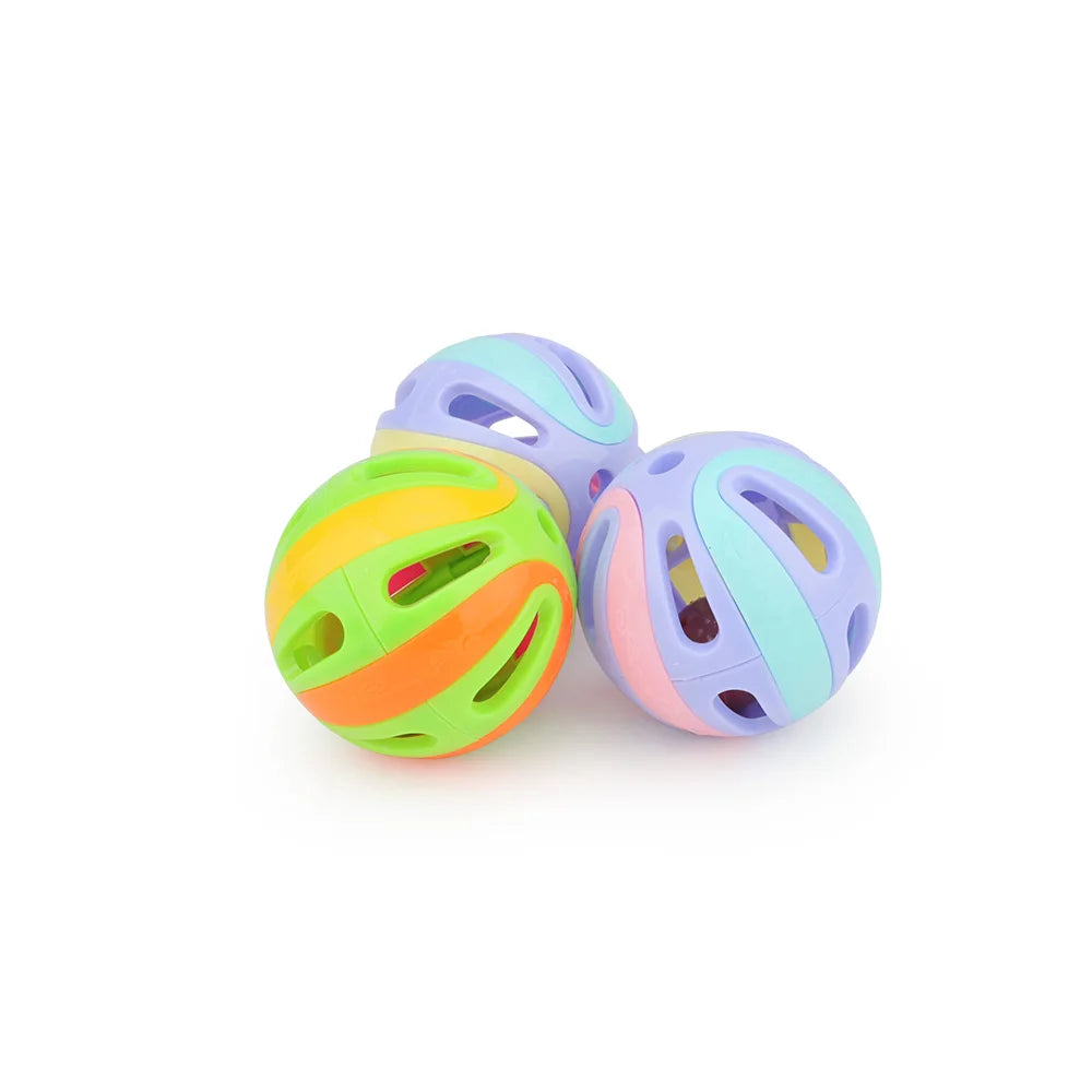 6pcs Random Bell Plastic Ball Cat Toy Colorful Splicing 4.8cm Pet Toy Accessory