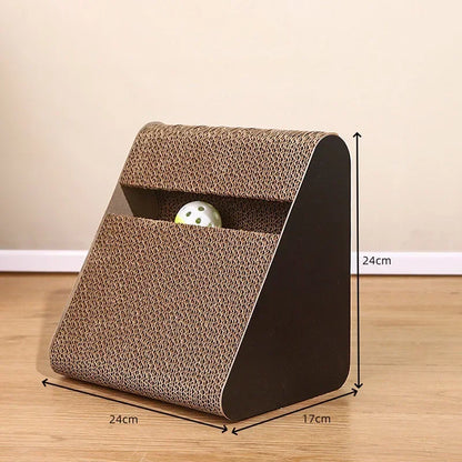 2 in 1 Cat Scratcher Cardboard with Rotating Ball Wear-resistant Triangles Shaped Vertical Climbing Frame Cat Scratching Board