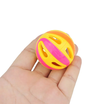 6pcs Random Bell Plastic Ball Cat Toy Colorful Splicing 4.8cm Pet Toy Accessory