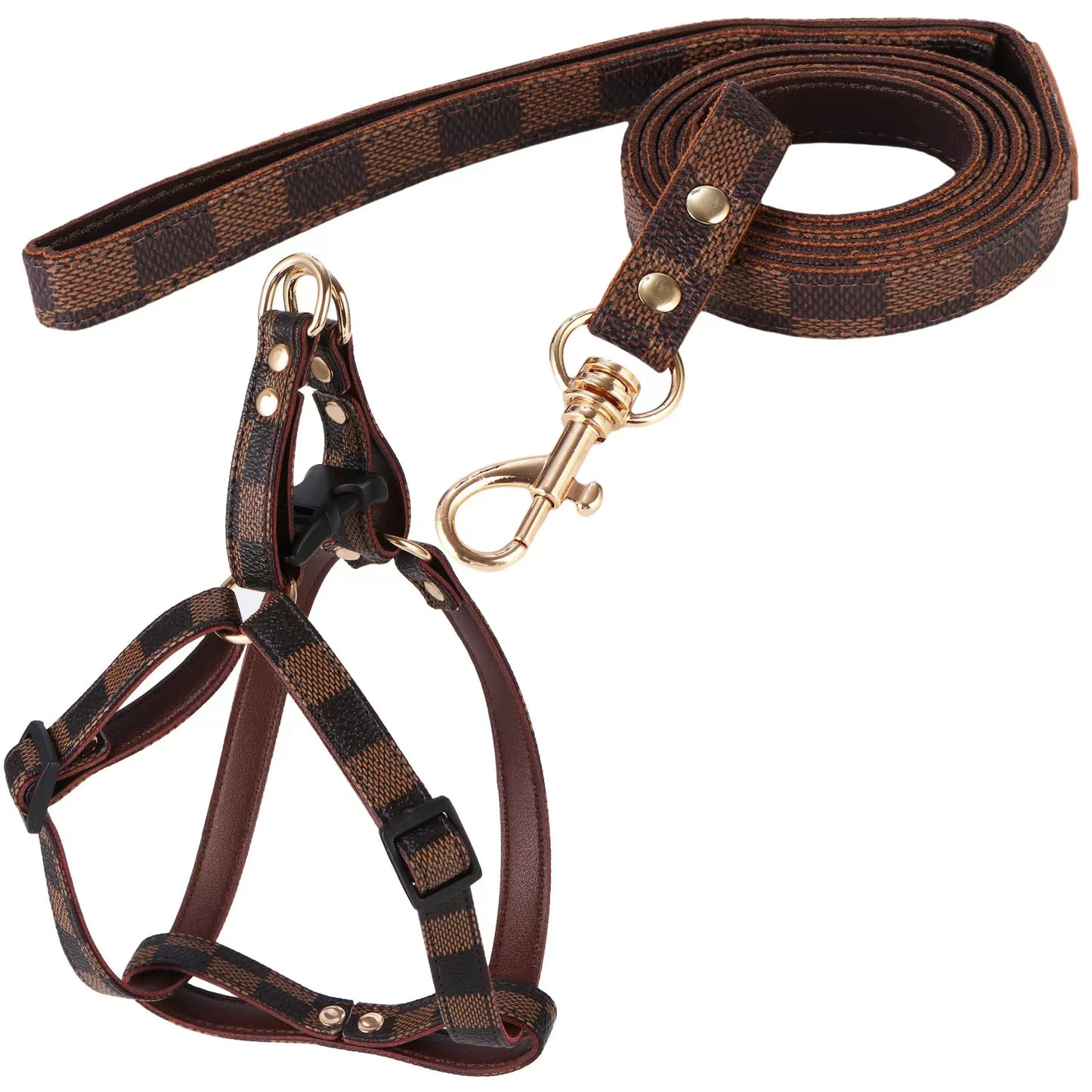 Trendy Brand New Product, Aged Leather Pet Supplies, Adjustable Cute Pet Chest And Back, Dog And Cat Leash Set