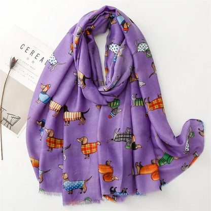 Japanese Summer Dog Animal Print Scarves for Women Cartoon Fashion Viscose Shawl Ladies Summer Beach Big Scarf Hijab Wholesale