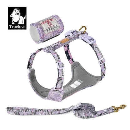 Truelove Pet Harness Leash Set Harris Tweed Fabric No Pull Dog Vest Harness for Walking Training Adjustable Easy Control TLH2912