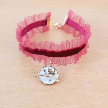 Lace lace photoshoot ins styal Cat Collar Safety moon cat Small Dog Tie Adjustable Neck Strap for Puppy Kittens pet Necklace