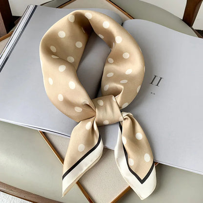 Luxury Hijab Silk Shawl and Wrap Cute Cat Print Scarf for Women Neckerchief Hair Band Wrist Headband Bandana 2023 Echarpe