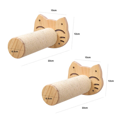 Cat Shelf Wall Hammock Climbing Shelves Moon Shaped And Perches Ladder Solid Wood Steps For Activity Indoor Cats Wall Furniture